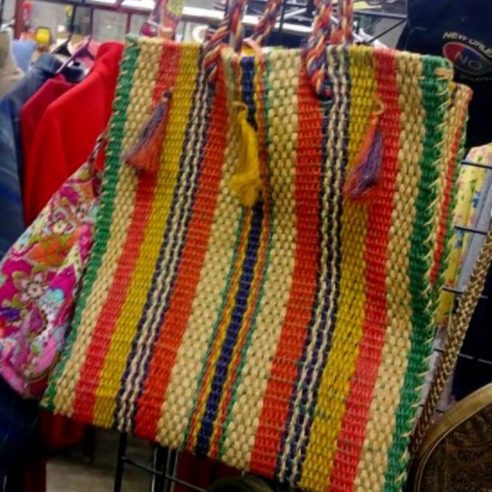 Striped Straw Tote (🔥🤑4/6🤑🔥)